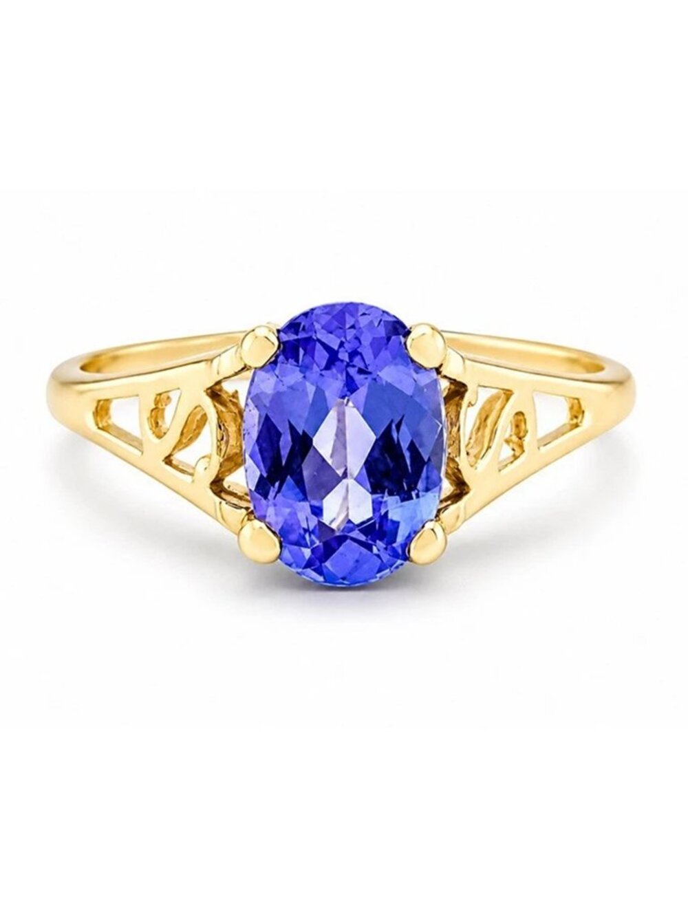 Deep Tone Lab Created Tanzanite 1.72 Carats 14k Yellow Gold Ring